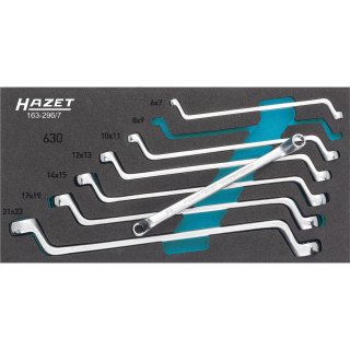 HAZET Doppel-Ringschlüssel-Satz 163-296/7 | Außen-Doppel-Sechskant Profil | Anzahl Werkzeuge: 7 | 6 X 7  21 X 22