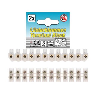 Kraftmann Lüsterklemmen | 2,5 mm² | 3 Amp. | 2 Stück | 12er Block
