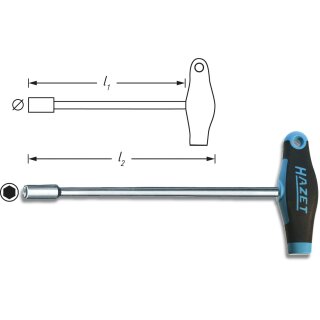 HAZET Steckschlüssel mit T-Griff 428LG-10 | Außen-Sechskant Profil | 10