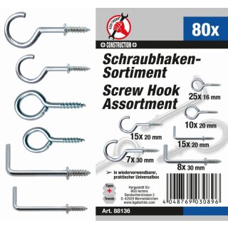 Kraftmann Schraubhaken-Sortiment | 80-tlg.