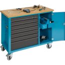 HAZET Fahrbare Werkbank 177W-6 | Schubladen flach: 4?X 80 X 527 X 348 mm | Schubladen hoch: 2?X 165 X 527 X 348 mm