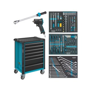 HAZET Werkstattwagen Assistent 179N-7/137 | Schubladen flach: 5?X 77 X 522 X 398 mm | Schubladen hoch: 2?X 162 X 522 X 398 mm