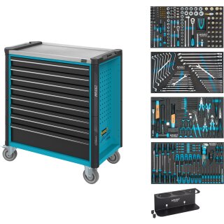 HAZET Werkstattwagen Assistent 179NXL-8/317 | Schubladen flach: 7?X 77 X 696 X 398 mm | Schubladen hoch: 1?X 162 X 696 X 398 mm | Anzahl Werkzeuge: 317