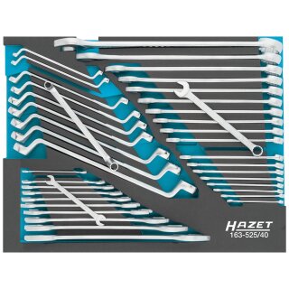 HAZET Schraubenschlüssel-Satz 163-525/40 | Außen-Sechskant Profil, Außen-Doppel-Sechskant-Tractionsprofil | Anzahl Werkzeuge: 40 | 6  36