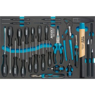 HAZET Werkzeug-Satz, Schraubendreher, Zangen usw. 163-31/27 | Kreuzschlitz Profil PH, Schlitz Profil, Innen TORX® Profil | Anzahl Werkzeuge: 27