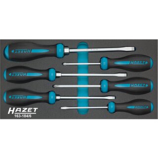 HAZET Schraubendreher-Satz HEXAnamic® 163-184/6 | Kreuzschlitz Profil PH, Schlitz Profil | Anzahl Werkzeuge: 6 | 0.8 X 4  1.2 X 8 | PH1  PH2
