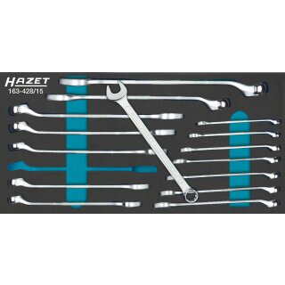 HAZET Ring-Maulschlüssel Satz 163-428/15 | Außen-Doppel-Sechskant Profil | Anzahl Werkzeuge: 15 | 6  22