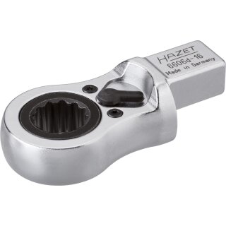 HAZET Einsteck Ratschen-Ringschlüssel 6606D-16 | Einsteck-Vierkant 14 X 18 mm | Außen-Doppel-Sechskant Profil | 16