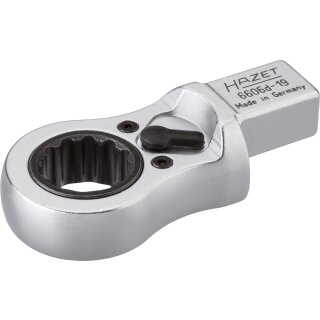 HAZET Einsteck Ratschen-Ringschlüssel 6606D-19 | Einsteck-Vierkant 14 X 18 mm | Außen-Doppel-Sechskant Profil | 19