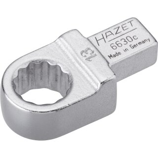 HAZET Einsteck-Ringschlüssel 6630C-13 | Einsteck-Vierkant 9 X 12 mm | Außen-Doppel-Sechskant-Tractionsprofil | 13