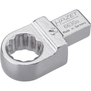 HAZET Einsteck-Ringschlüssel 6630C-14 | Einsteck-Vierkant 9 X 12 mm | Außen-Doppel-Sechskant-Tractionsprofil | 14