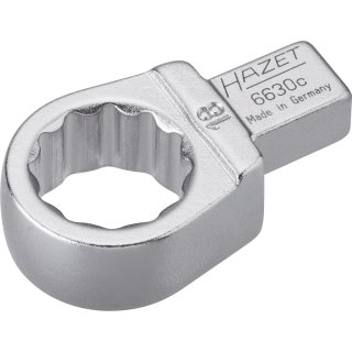 HAZET Einsteck-Ringschlüssel 6630C-18 | Einsteck-Vierkant 9 X 12 mm | Außen-Doppel-Sechskant-Tractionsprofil | 18
