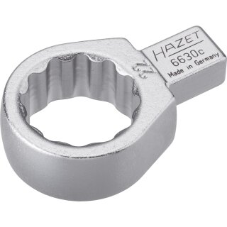 HAZET Einsteck-Ringschlüssel 6630C-22 | Einsteck-Vierkant 9 X 12 mm | Außen-Doppel-Sechskant-Tractionsprofil | 22