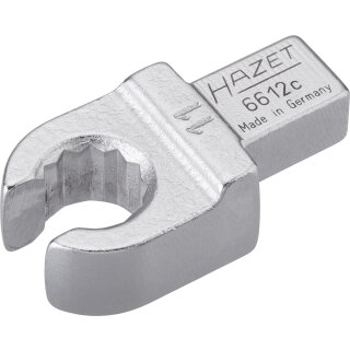 HAZET Einsteck-Ringschlüssel (offen) 6612C-11 | Einsteck-Vierkant 9 X 12 mm | Außen-Doppel-Sechskant Profil | 11