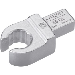 HAZET Einsteck-Ringschlüssel (offen) 6612C-12 | Einsteck-Vierkant 9 X 12 mm | Außen-Doppel-Sechskant Profil | 12