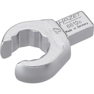 HAZET Einsteck-Ringschlüssel (offen) 6612C-17 | Einsteck-Vierkant 9 X 12 mm | Außen-Doppel-Sechskant Profil | 17