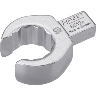 HAZET Einsteck-Ringschlüssel (offen) 6612C-19 | Einsteck-Vierkant 9 X 12 mm | Außen-Doppel-Sechskant Profil | 19