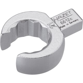 HAZET Einsteck-Ringschlüssel (offen) 6612C-21 | Einsteck-Vierkant 9 X 12 mm | Außen-Doppel-Sechskant Profil | 21