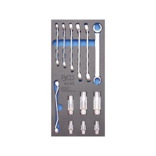 BGS technic Werkstattwageneinlage 1/3: Offene Ringschlüssel und Spezial-Einsätze (10 mm (3/8")) | 13-tlg.