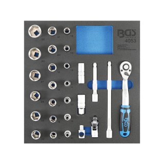 BGS technic Werkstattwageneinlage 2/3: Steckschlüssel-Satz 12,5 mm (1/2") | 27-tlg.