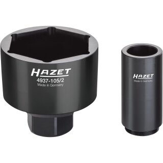 HAZET Nkw Achsmutter-Steckschlüssel Satz DAF, RENAULT, Volvo 4937-105/2 | Vierkant25 mm (1 Zoll) | Außen-Sechskant Profil | Anzahl Werkzeuge: 2 | 105