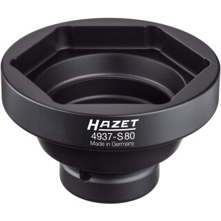 HAZET Nkw Achsmutter-Steckschlüssel 4937-S80 | Vierkant20 mm (3/4 Zoll) | Außen-Sechskant Profil | 80