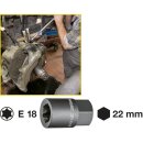 HAZET Bremssattel TORX® Einsatz 2871-E18 | Außen-Sechskant 22 mm | Außen TORX® Profil