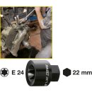 HAZET Bremssattel TORX® Einsatz 2871-E24 | Außen-Sechskant 22 mm | Außen TORX® Profil