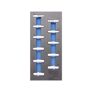 BGS technic Werkstattwageneinlage 1/3: Steckschlüssel-Einsätze Sechskant | 10 mm (3/8") | 8 - 19 mm | tief | 11-tlg.
