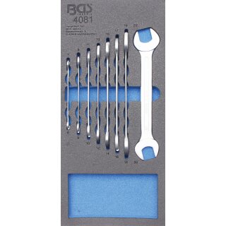 BGS technic Werkstattwageneinlage 1/3: Doppel-Maulschlüssel-Satz | SW 6 - 22 mm | 8-tlg.