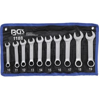 BGS technic Maul-Ringschlüssel-Satz | extra kurz | SW 10 - 19 mm | 10-tlg.
