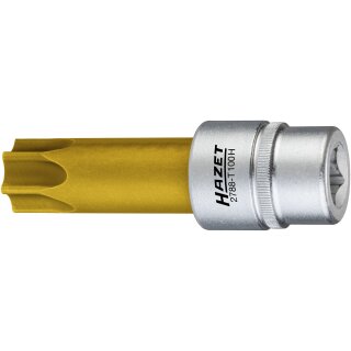HAZET Nockenwellen-Versteller TORX® Schraubendreher-Einsatz mit Bohrung 2788-T100H | Vierkant12,5 mm (1/2 Zoll) | Tamper Resistant TORX® Profil | 100 mm