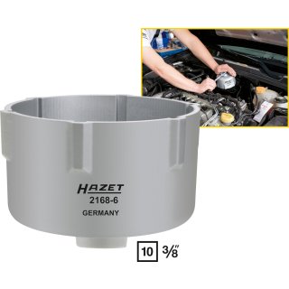 HAZET Kraftstoff-Filter-Lösewerkzeug 2168-6 | Vierkant10 mm (3/8 Zoll) | Rillenprofil