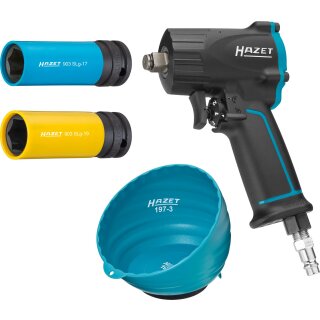 HAZET Schlagschrauber-Satz 9012M/4 | Lösemoment maXimal: 1100 Nm | Vierkant 12,5 mm (1/2 Zoll) | Jumbo Hammer-Schlagwerk