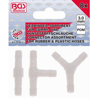 BGS technic Schlauchverbinder-Sortimente | kraftstoffbeständig | 3 mm | 8 tlg.