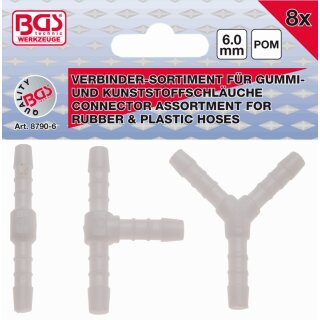 BGS technic Schlauchverbinder-Sortimente | kraftstoffbeständig | 6 mm | 8 tlg.