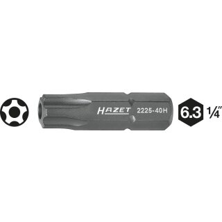 HAZET 5-Stern-Bit 2225-20H | Sechskant6,3 (1/4 Zoll) | Innen-5-Stern Profil mit Zapfen