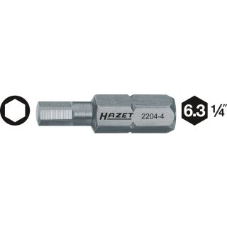 HAZET Bit 2204-2 | Sechskant6,3 (1/4 Zoll) | Innen-Sechskant Profil | 2