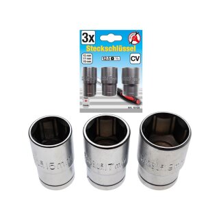 Kraftmann Steckschlüsseleinsatz-Satz | Antrieb 12,5 mm (1/2") | SW 15 - 17 - 19 mm | 3-tlg.