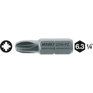 HAZET Bit 2216-PZ2 | Sechskant6,3 (1/4 Zoll) | Pozidriv Profil PZ