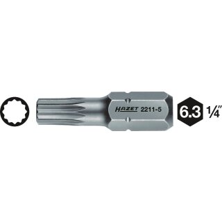 HAZET Bit 2211-5 | Sechskant6,3 (1/4 Zoll) | Innen Vielzahn Profil XZN