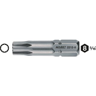 HAZET Bit 2212-6 | Sechskant8 (5/16 Zoll) | Innen Vielzahn Profil XZN