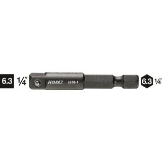 HAZET Adapter 2238-1 | Sechskant6,3 (1/4 Zoll) | Vierkant 6,3 mm (1/4 Zoll)