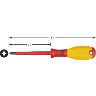 HAZET Elektriker-Schraubendreher VDE 810VDE-PH2 | Kreuzschlitz Profil PH | 210 mm