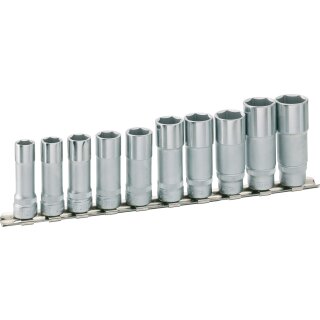 HAZET Steckschlüssel-Satz (6kt.) 880LG/10H | Vierkant10 mm (3/8 Zoll) | Außen-Sechskant-Tractionsprofil | Anzahl Werkzeuge: 10 | 10  19