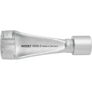 HAZET Einspritzleitungs-Schlüssel 4550-3 | Vierkant10 mm (3/8 Zoll) | Außen-Doppel-Sechskant Profil | 17