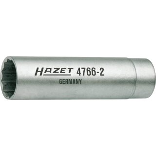 HAZET Zündkerzen-Schlüssel 4766-2 | Vierkant10 mm (3/8 Zoll) | Außen-Doppel-Sechskant Profil | 14