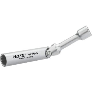 HAZET Zündkerzen-Schlüssel 4766-3 | Vierkant10 mm (3/8 Zoll) | Außen-Doppel-Sechskant Profil | 14