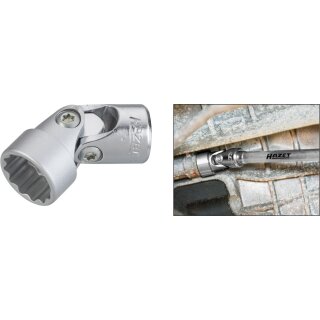 HAZET Gelenk Steckschlüssel-Einsatz (Doppel-6kt.) 880G-Z18 | Vierkant10 mm (3/8 Zoll) | Außen-Doppel-Sechskant-Tractionsprofil | 18