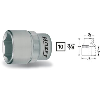 HAZET Steckschlüssel-Einsatz (6kt.) 880-12 | Vierkant10 mm (3/8 Zoll) | Außen-Sechskant-Tractionsprofil | 12